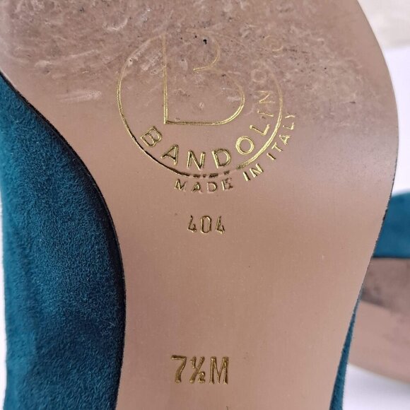 Bandolino Size 7.5M Turquoise Suede Heels Pointed Toe Made In Italy - Picture 10 of 10